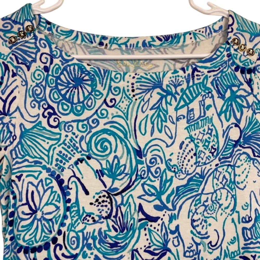 Lilly Pulitzer women's blue elephant print stretch dress.